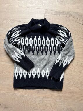 JCrew Girls Crewcuts Black, White & Gray Fairisle Turtleneck Sweater Sz S 6-7